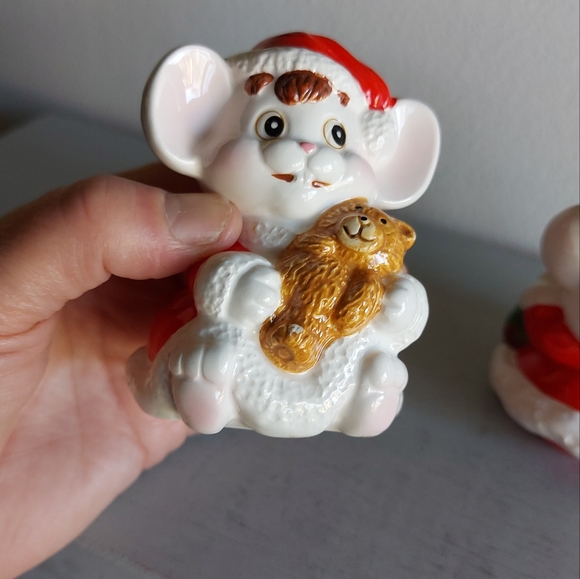 Christmas pepper shaker and salt shakerceramic mouse - Picture 3 of 9